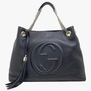 Gucci Black Pebbled Leather Shoulder Bag